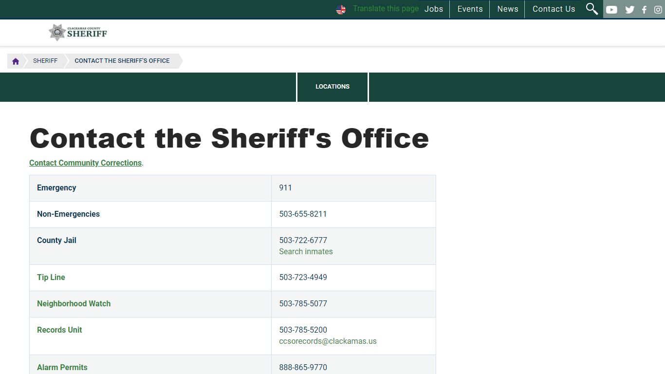 Contact the Sheriff's Office | Clackamas County